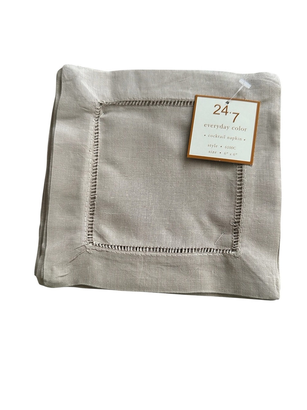 24•7 Everyday Color Natural Linen Cocktail Napkins - Set of 12